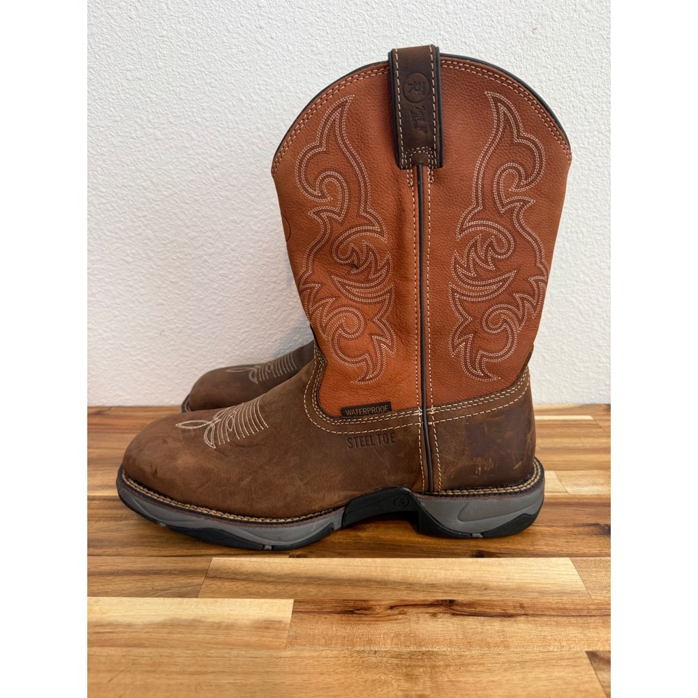 Tony Lama Junction Mens Waterproof Steel Toe Work Boots Brown Orange Leather 12D